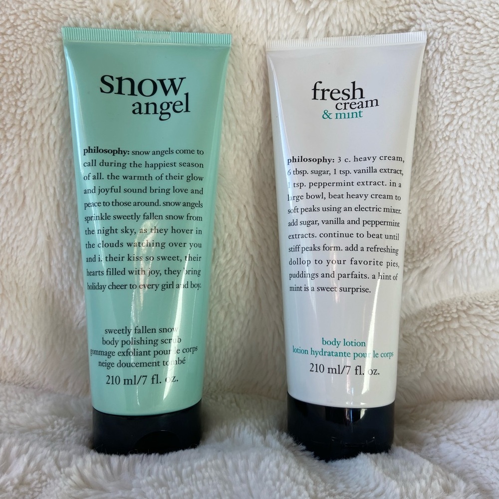 PHILOSOPHY Fresh Cream and Mint Body Lotion and Snow Angel Body Polishing Scrub